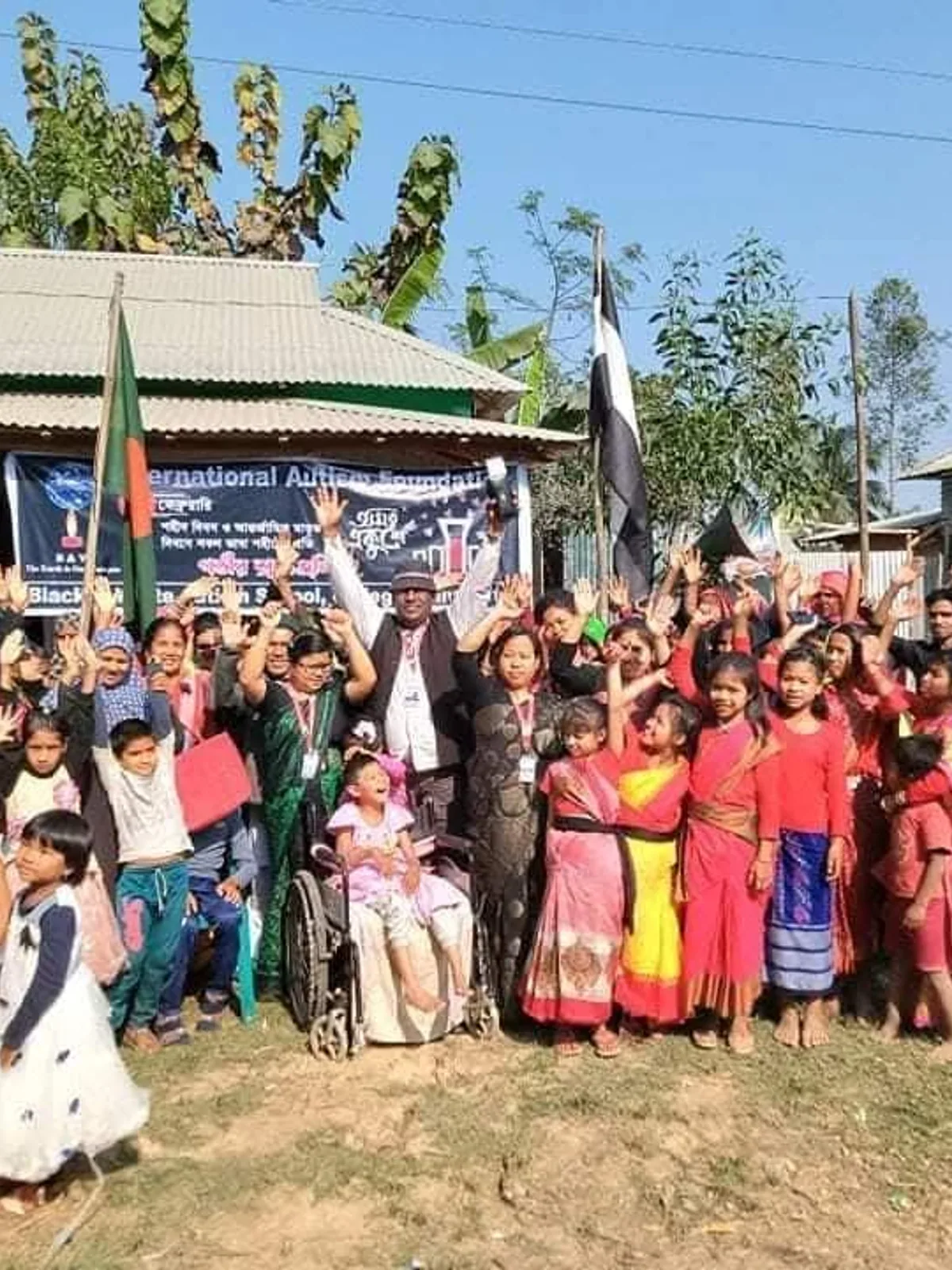 Children at the Black & White Autism School campus in Madhupur